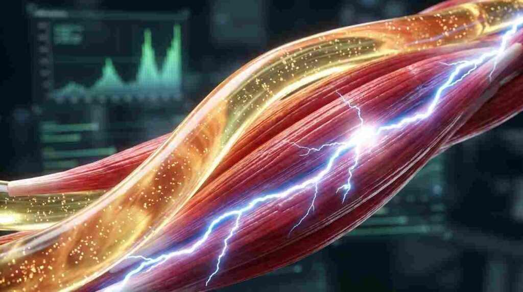 Whey vs. Casein comparison infographic showing muscle fiber absorption speeds