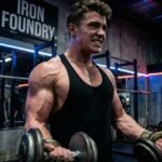 Young shredded bodybuilder in a gym showing extreme vascularity, representing the effects of the l-citrulline vs l-arginine protocol.